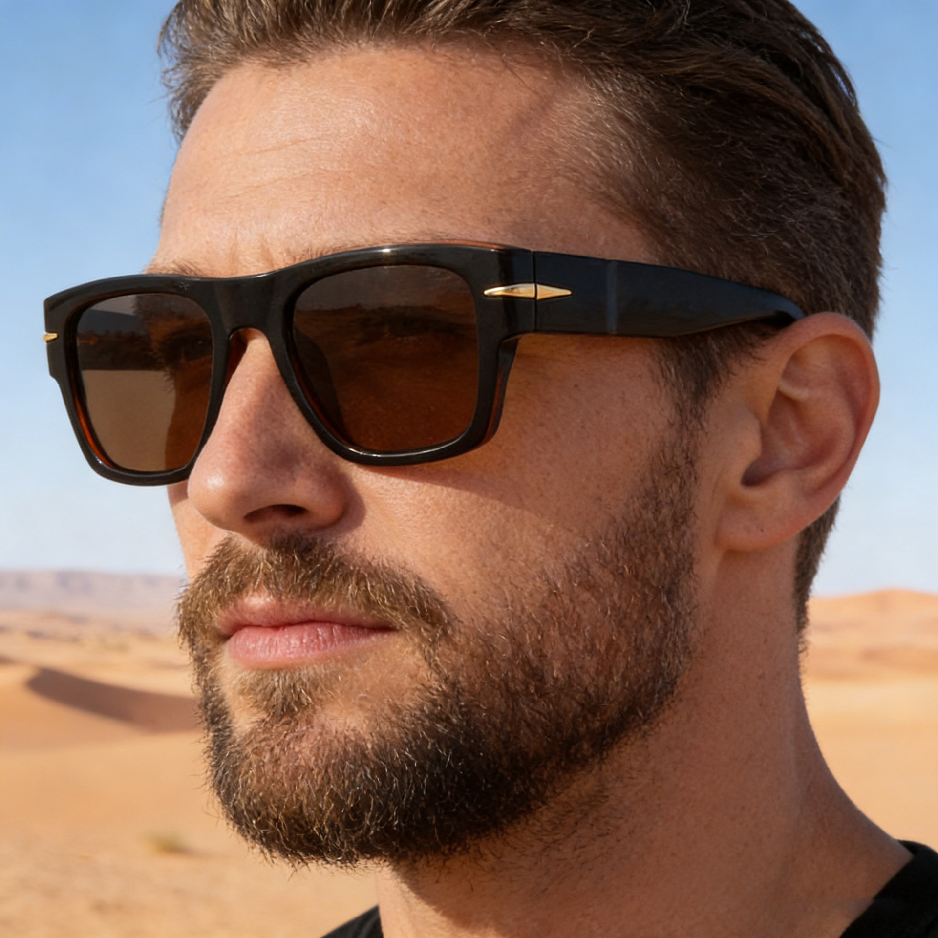 David's Same Style Retro Sunglasses for Men, European and American Style Fashionable Square Frame Sunglasses for Men, High-End Full-Frame Glasses