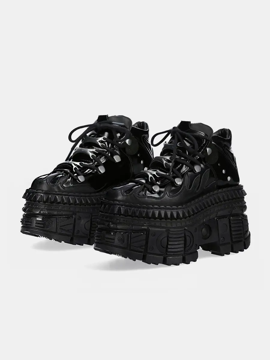 Retro Gothic Tank Dark Punk Small Leather Shoes for Women Heavy Metal Petite Platform High-Top Shoes Thick-Soled Shoes for Men