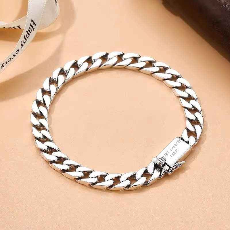 Smoky Rain Retro Punk Cuban Chain Braided Plain Whip Chain Bracelet Personalized Design Trendy Hip-Hop Direct Sale from Manufacturer