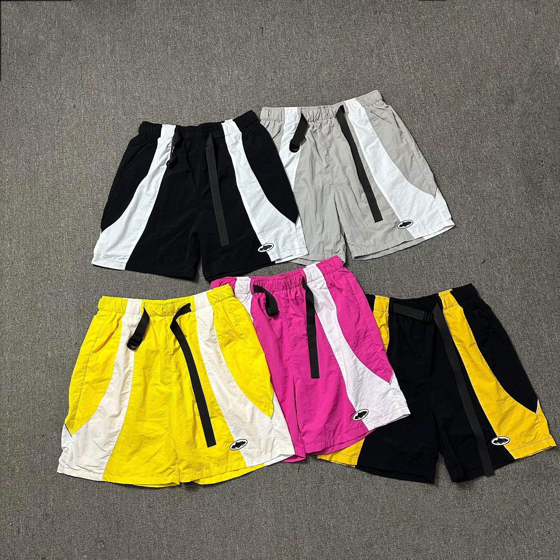 Corteiz Trendy New Spliced Jacket Loose Shorts European and American High Street Breathable Casual Shorts for Men and Women