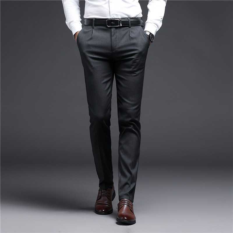 Men's Casual Pants Business Spring and Autumn 2023 Stretch Straight Dress Solid Color Long Pants Non-ironing Pants Men's