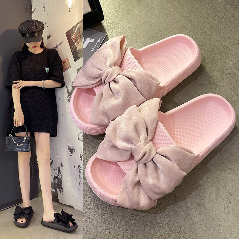 Bow Slippers Women's Summer Outfit Fashionable Eva Slippers Non-Slip Indoor Slippers Shit Slippers