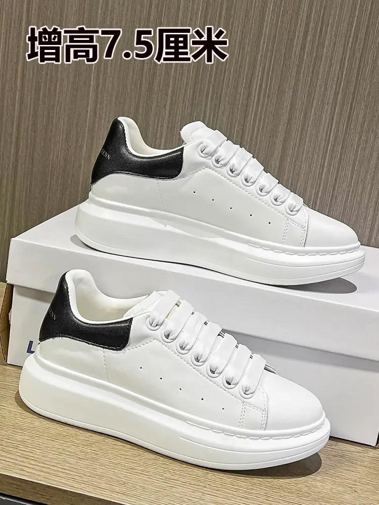 Hong Kong Height Increase Athleisure White Shoes Small Size 2025 New arrival Genuine Leather Best Selling 7.5cm Versatile Thick-Soled Sneakers