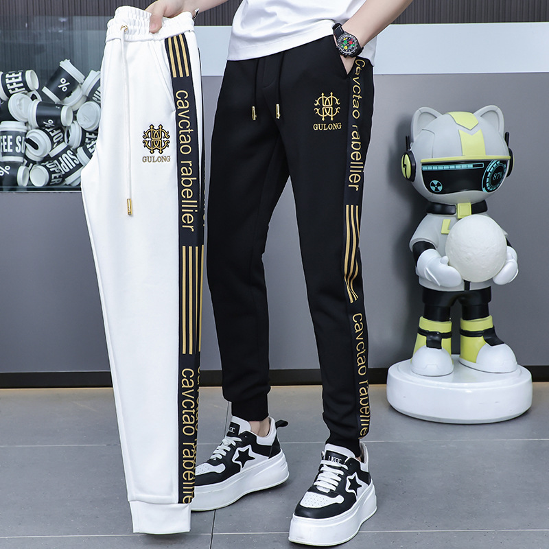2025 Men's Spring and Autumn Casual Pants Trendy Simple European Fashion Embroidered Versatile Jogger Casual Pants Men