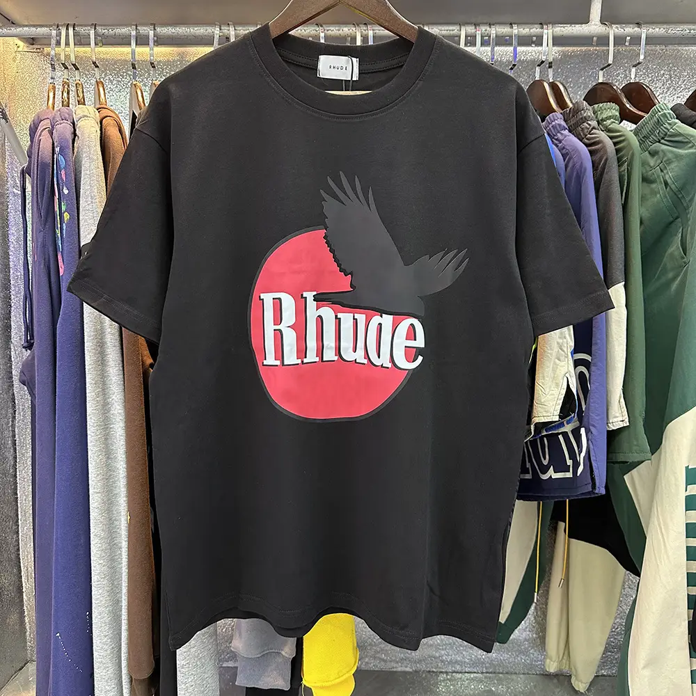 American Street Fashion Brand RH Retro Classic Car Racing Printed Round Neck Loose Short Sleeve Men's and Women's Couples T-Shirt Pure Cotton