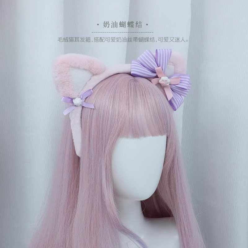 Lolita headdress hair accessories women a generation of hair fashion accessories plush hand made cream meow series cat ear hairband
