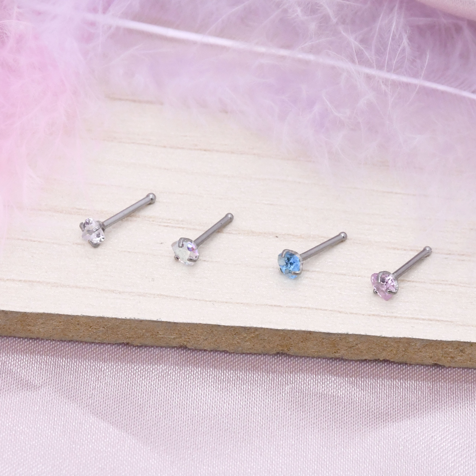 Cross-Border Hot-Selling European and American Stainless Steel Piercing Jewelry Straight Rod Nose Nail Nose Ring Body Piercing E-Commerce Platform Special Supply