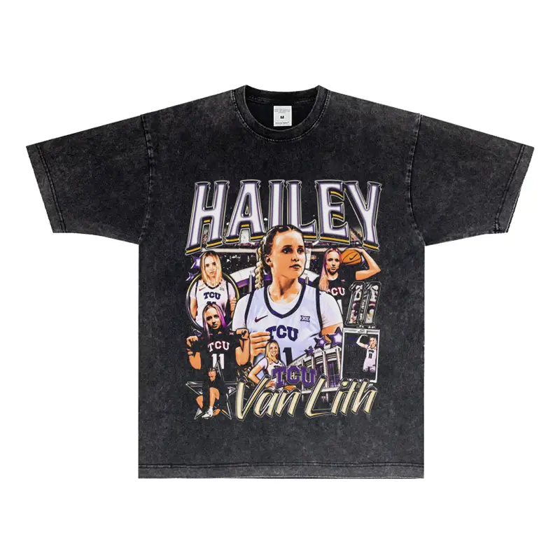Hailey Van Lith Basketball Sports Short-Sleeved Heavyweight Pure Cotton Retro Loose T-Shirt