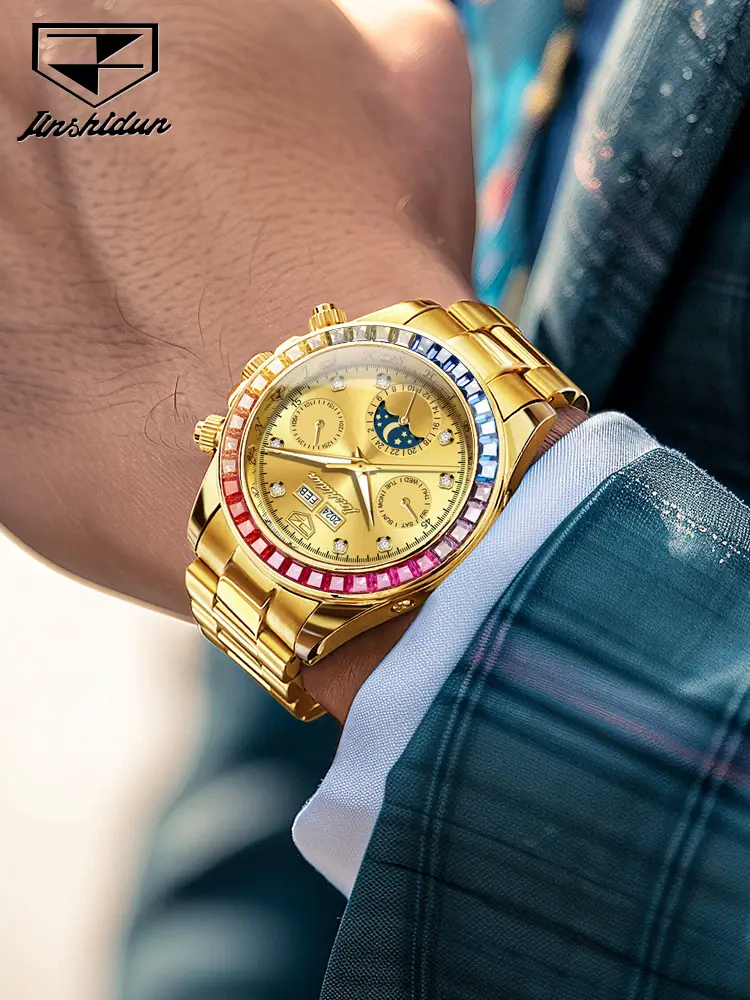 Switzerland Jsdun Genuine Goods Brand Name 2025 New Watch Men's Mechanical Watch Rainbow Spring Business Multifunction Top 10
