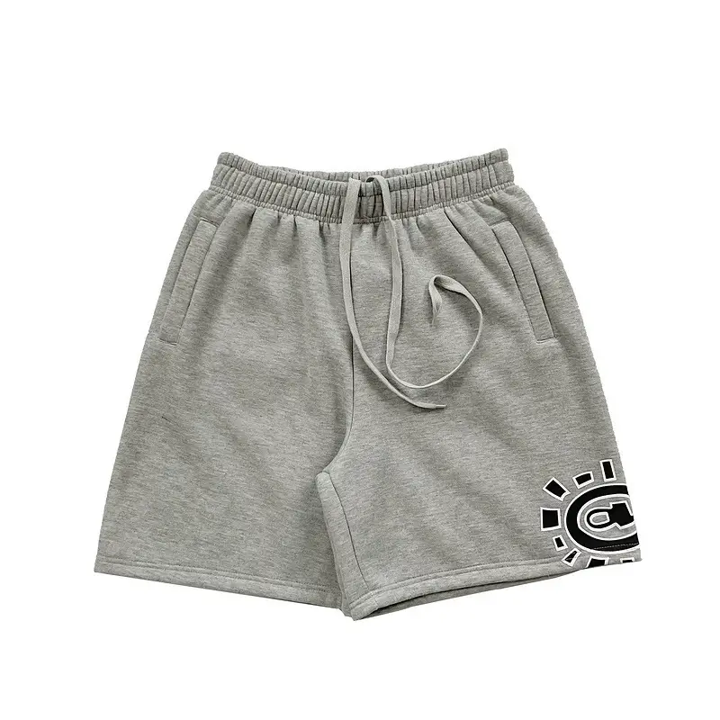Adwysd Trendy New Men's and Women's Couple Sun Roll Basic Printed Fleece Shorts Five-Point Casual Shorts