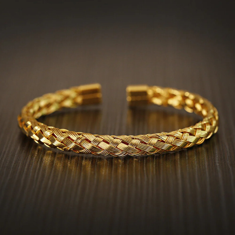 Cross-border Stainless Steel Waterproof Metal Hand Jewelry Woven Mesh Braid Men's and Women's Elastic Open Bracelet Bracelet