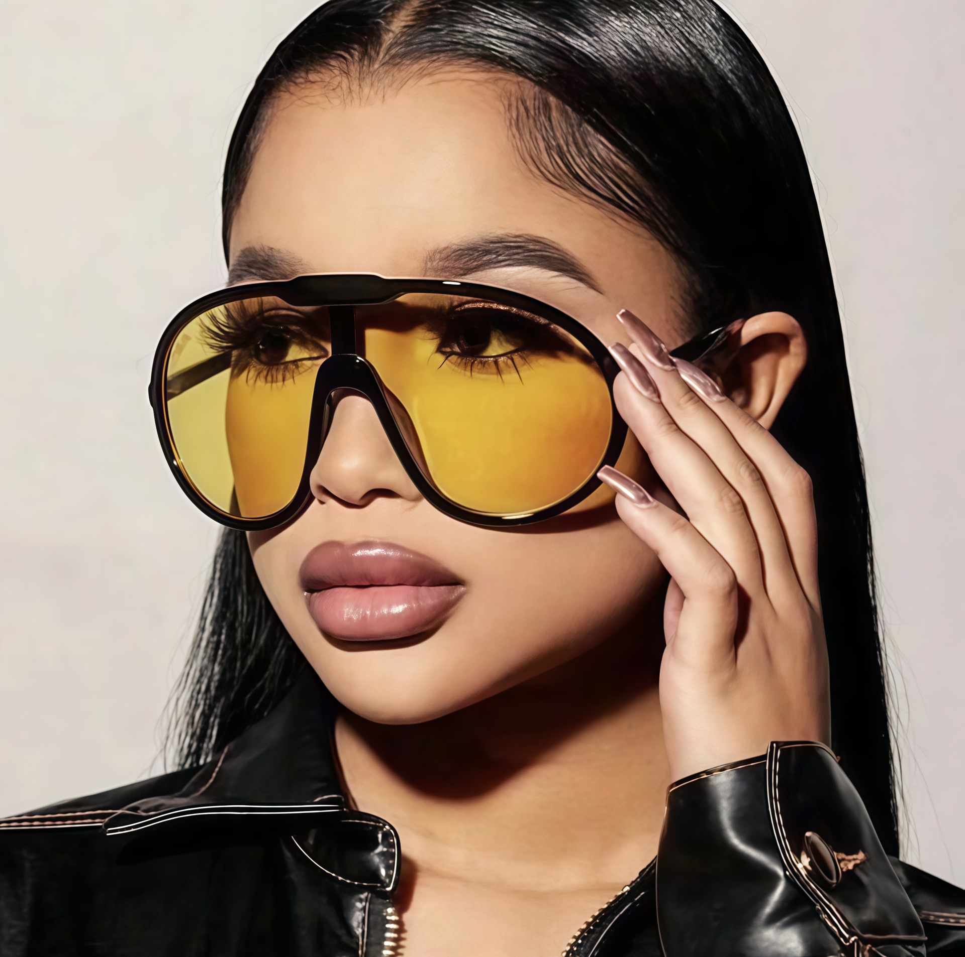 European and American Large Frame One-piece Sunglasses Men's New Outdoor Windproof UV-proof Exaggerated Personality Y2K Sunglasses Women