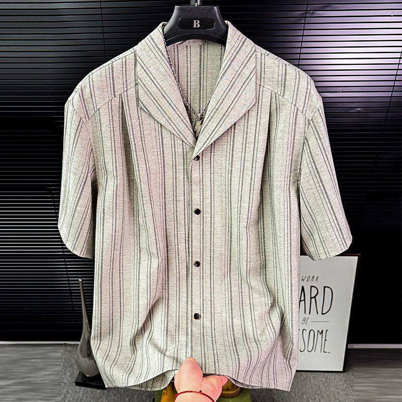 2026 Summer New Products Men's and Women's Shirts, Men's Summer Casual Lapel Shirts, Retro Striped Style Loose Tops