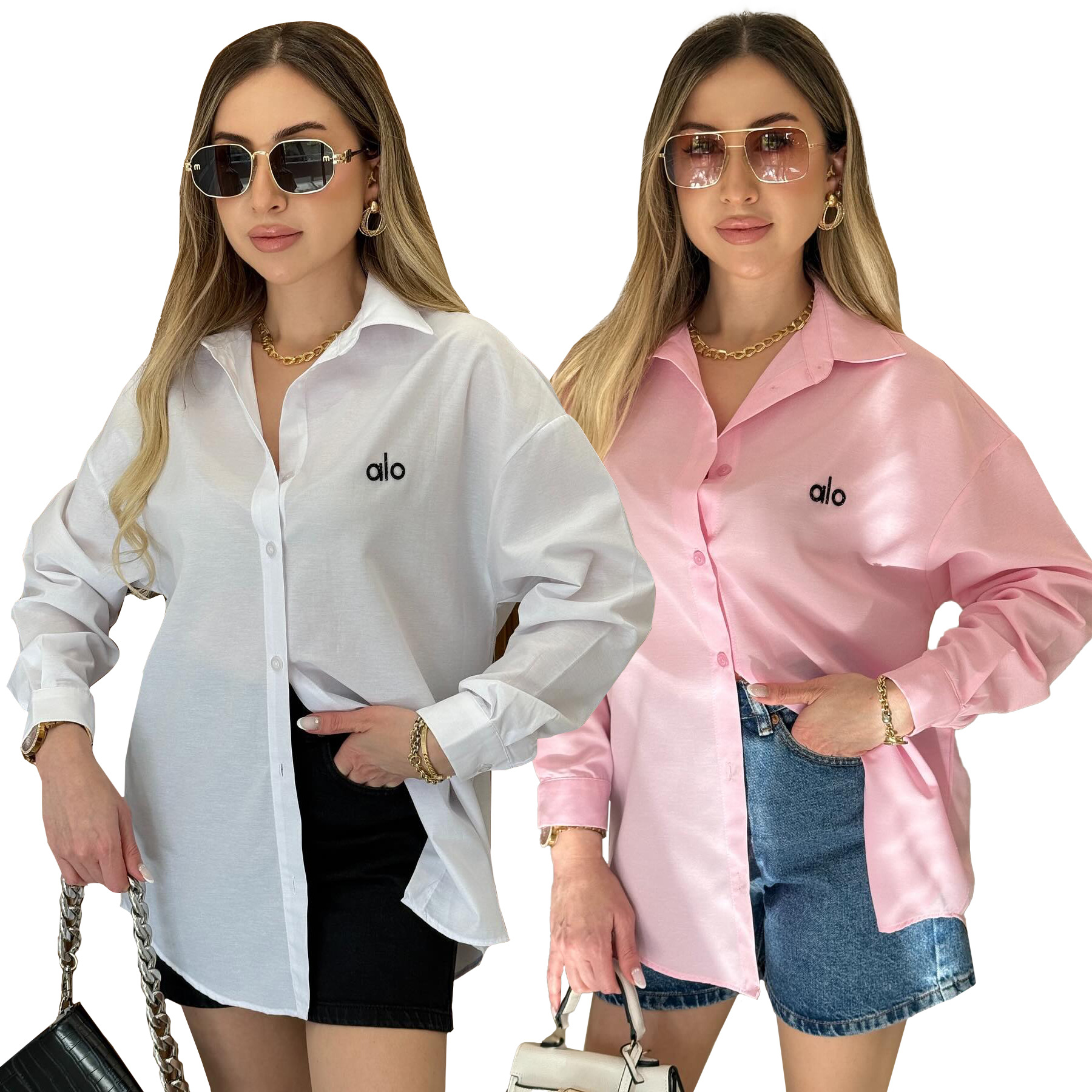 Y71602 2025 European and American New Style Gentle Style Washed Embroidered Letter Shirt for Women Korean Style Loose Lazy Shirt