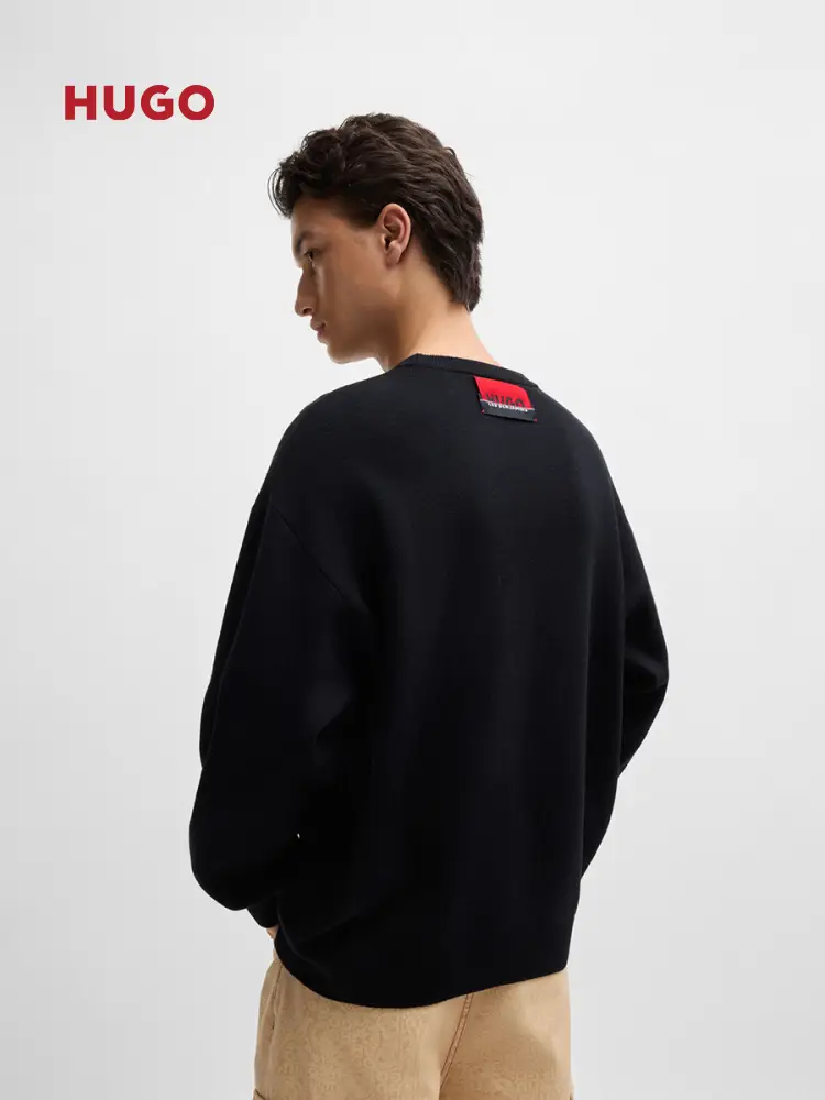 [Hugo X Les Benjamins Co-Branded] Men's Swan Jacquard Decorated Loose Sweater