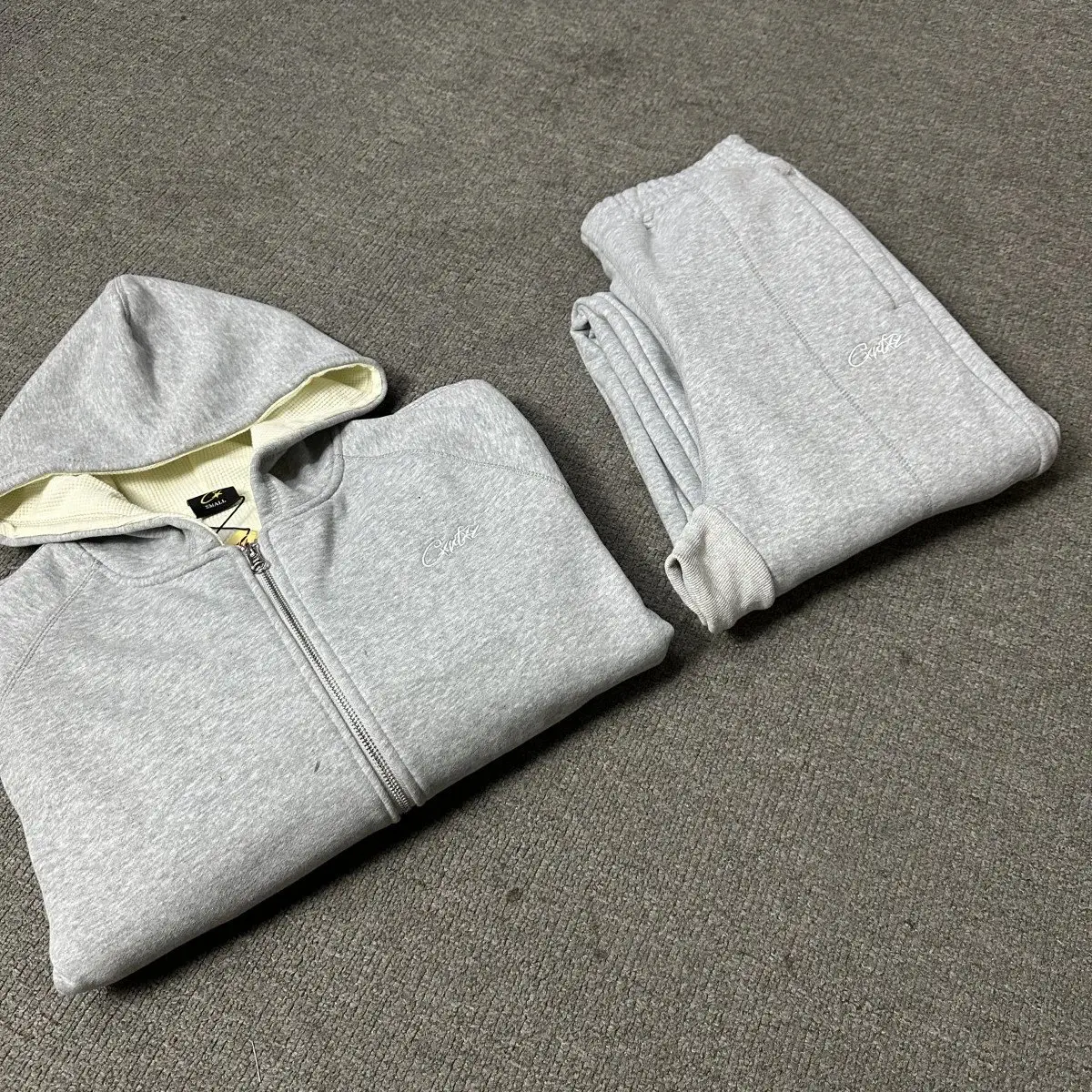 Minimalist Embroidered Lettering Streetwear Loose Hoodie Sweatshirt and Casual Pants Set