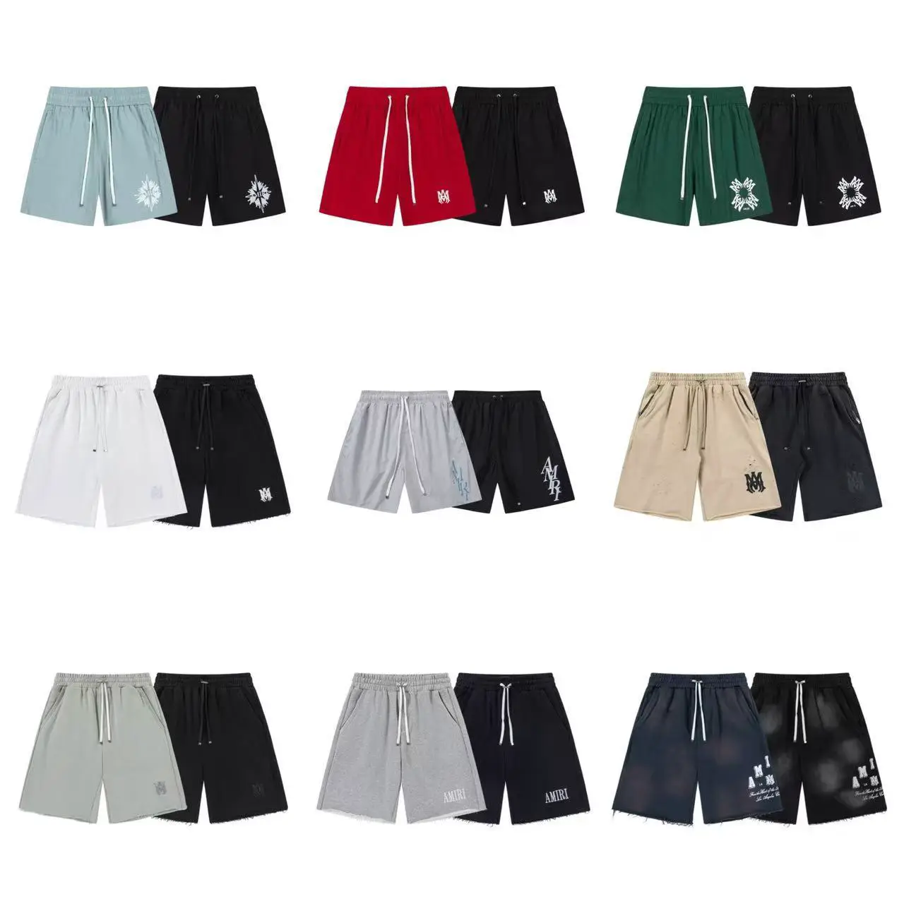 High Quality Am American High Street Cashew Leopard Print Classic Letter Tassel Drawstring Casual Loose Sports Shorts