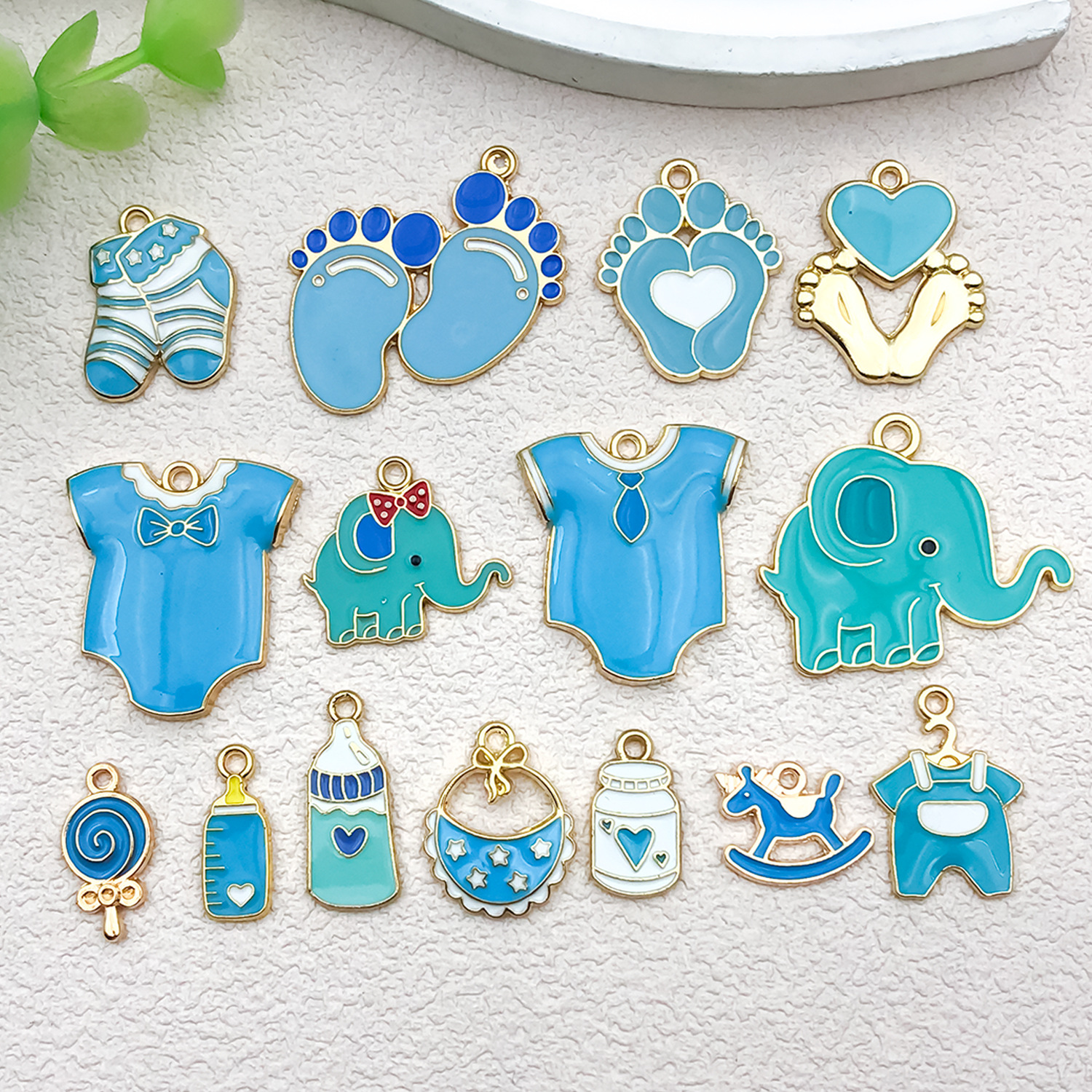 Cartoon Elephant Foot Pendant Oil Dropping Alloy Accessories DIY Cute Earrings Bracelet Keychain Jewelry Small Pendant