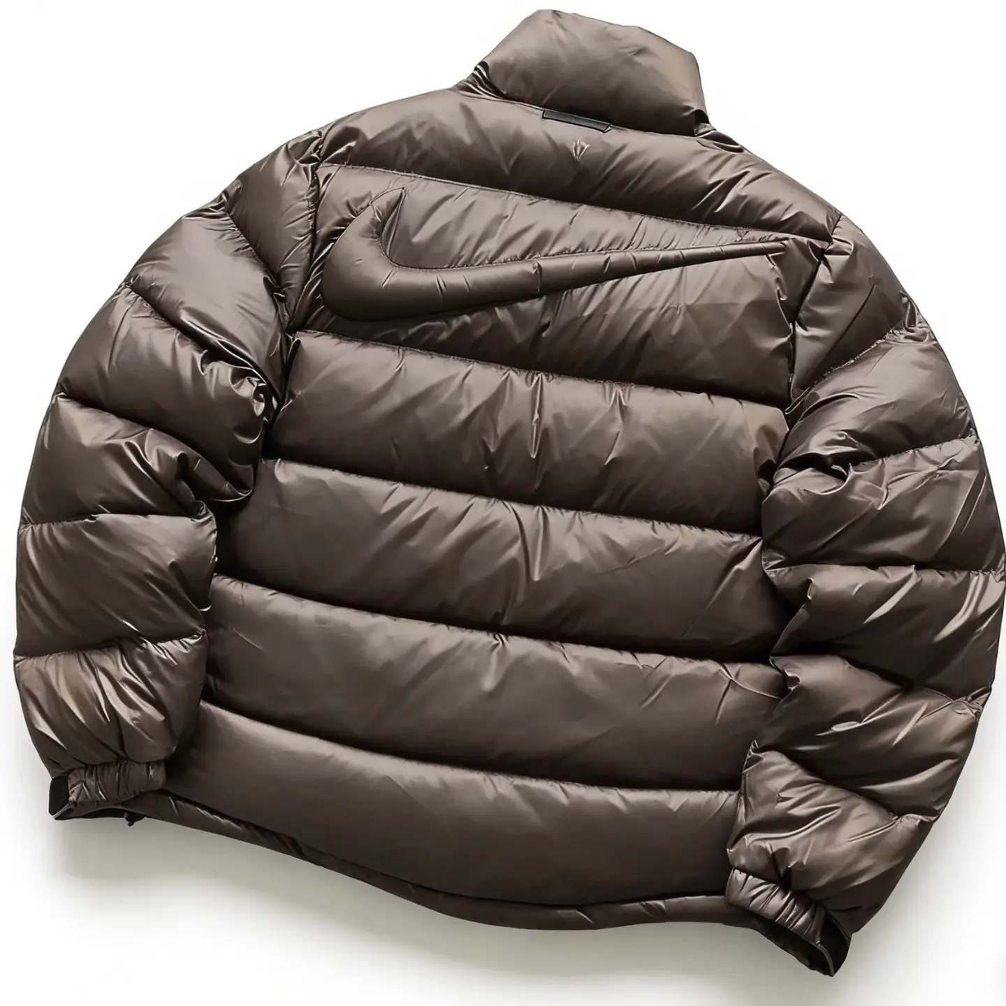 Left pointed convex hook horizontal bar black pull lock two-color stand collar shiny down jacket 44122505
