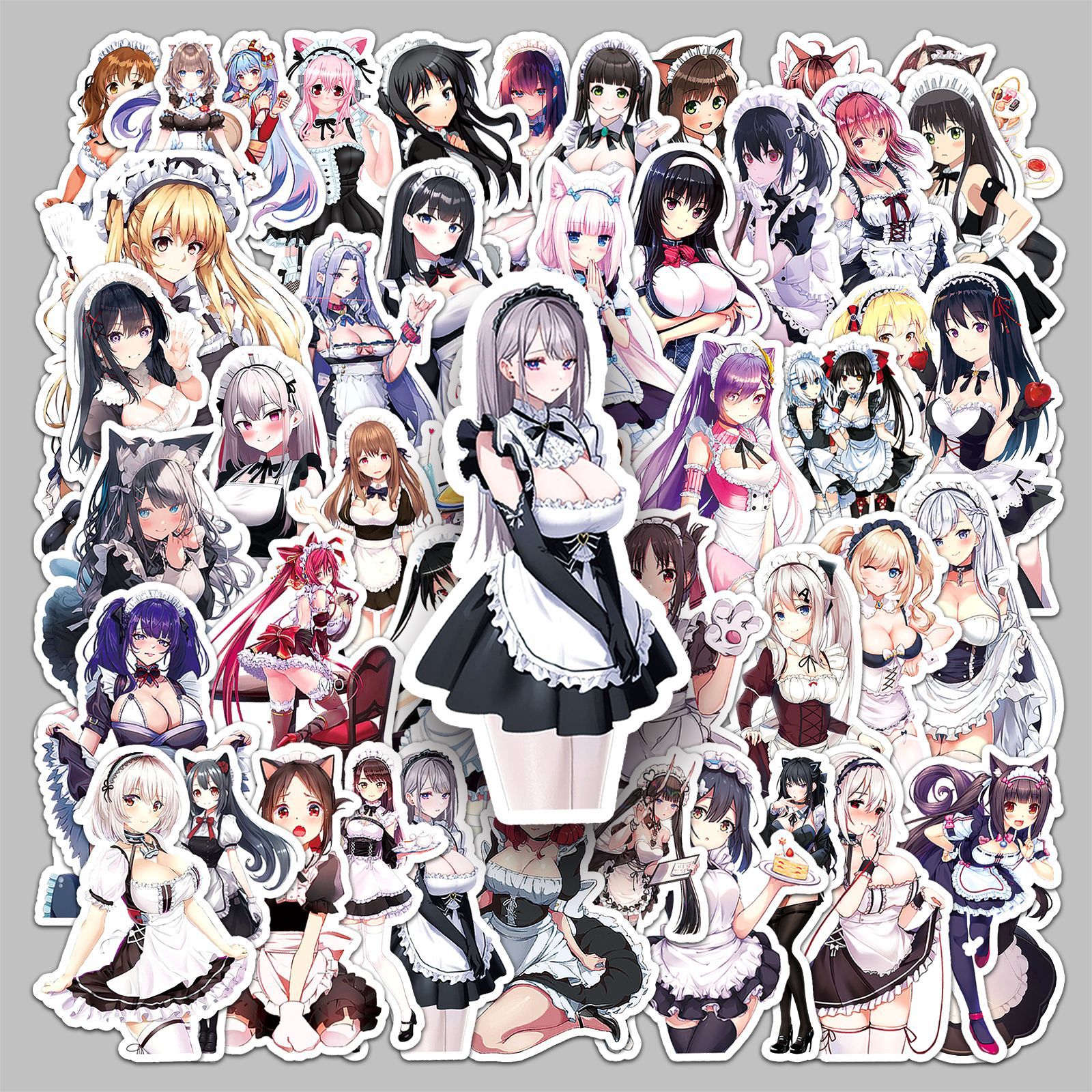 50 pieces of maid two-dimensional stickers cartoon sexy uniform girl creative waterproof decorative notebook epoxy stickers