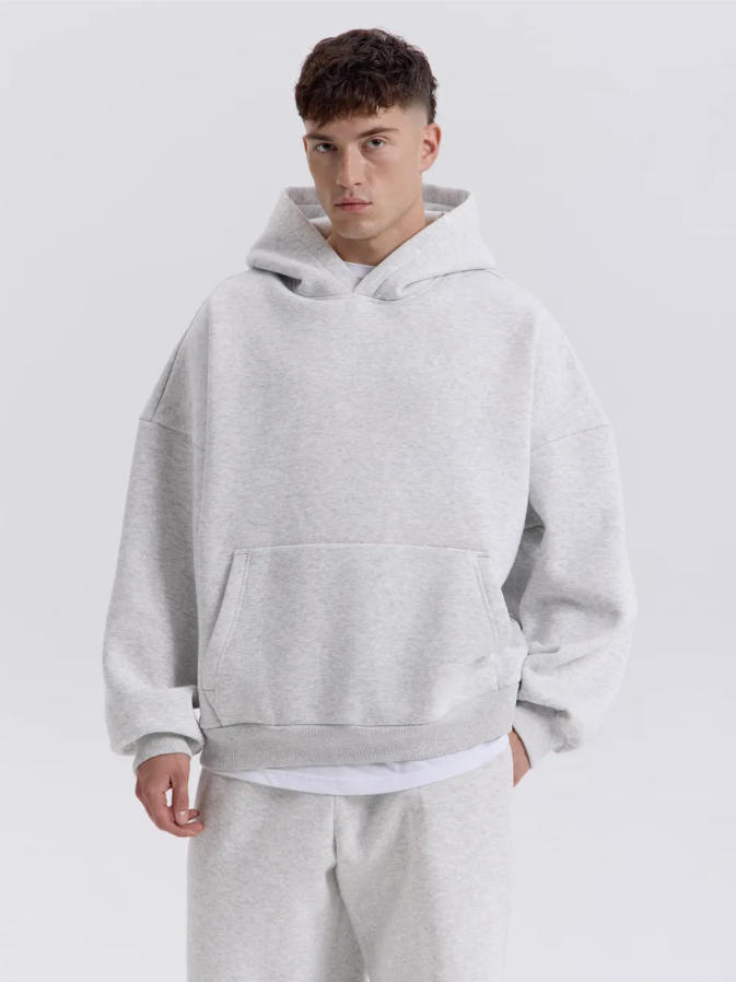 CHAOHUI Fleece Heavyweight Sweatshirt Men's Solid Color Pullover Jacket