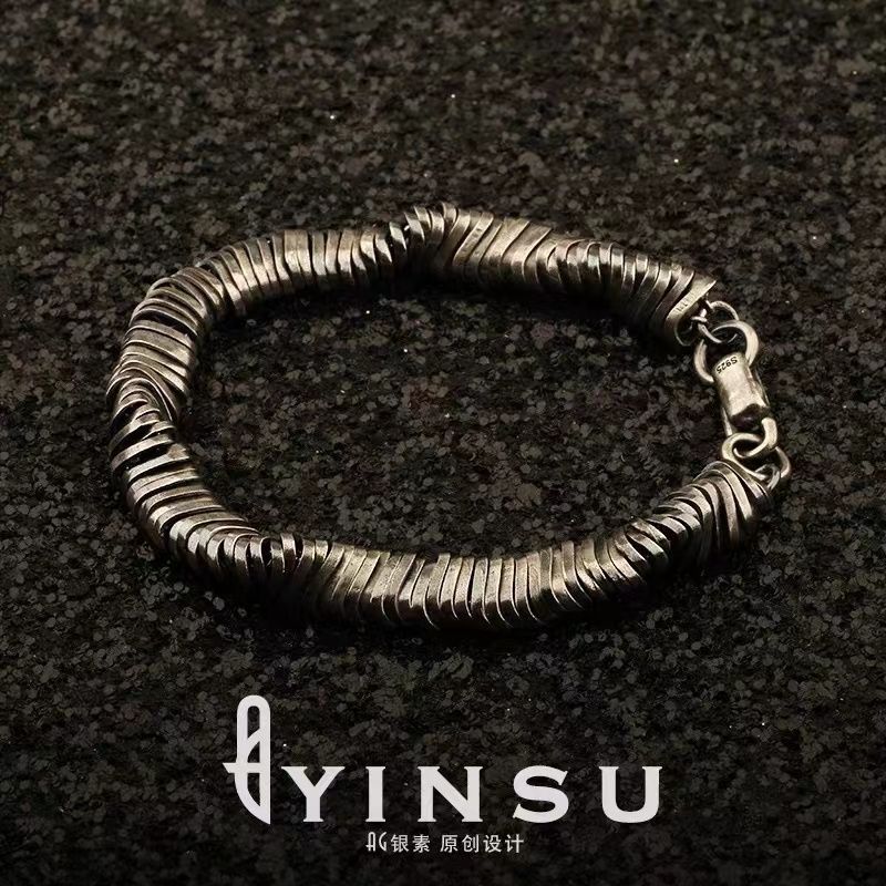 Bracelet Men's Trendy Twisted Retro Hip-Hop Personality Niche Design Neutral Dark Pioneer Old Style