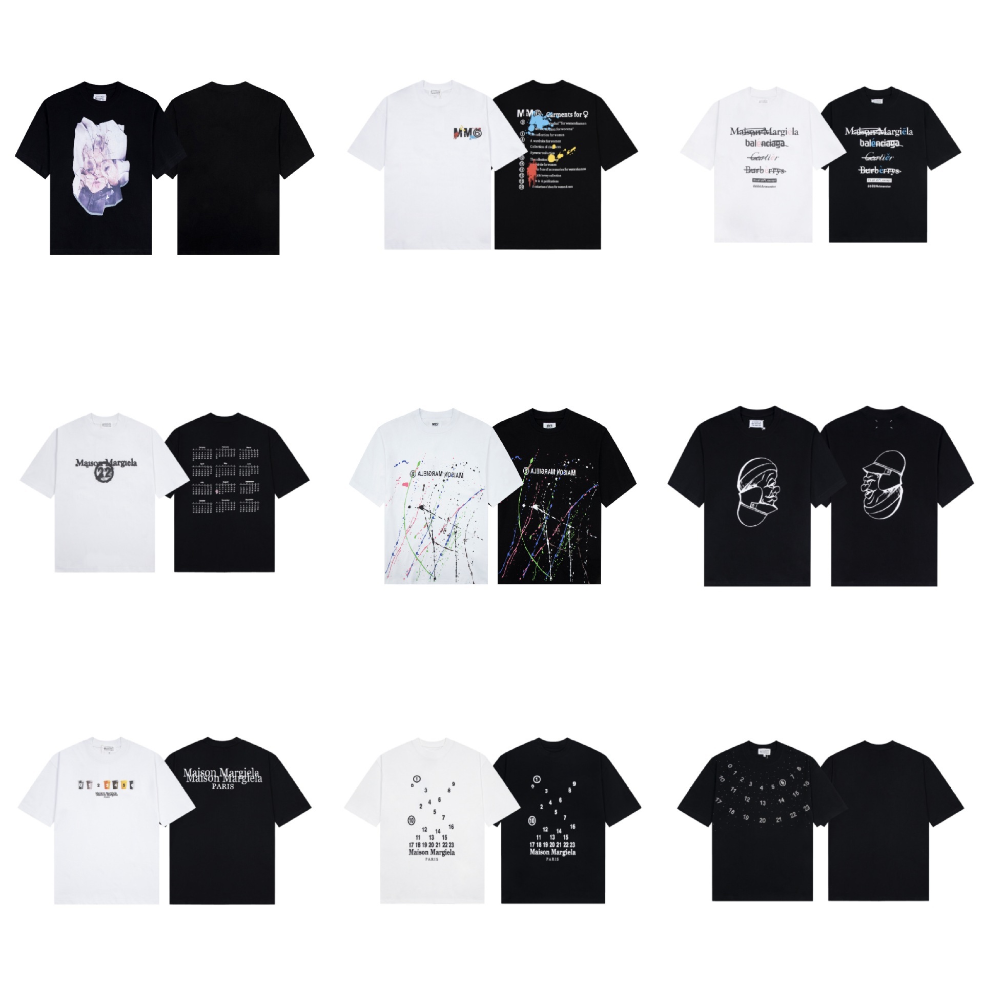 24Ss Trendy Brand Maisonmargiela Classic Alphanumeric Printing Men's and Women's Short-Sleeved T-Shirt Series
