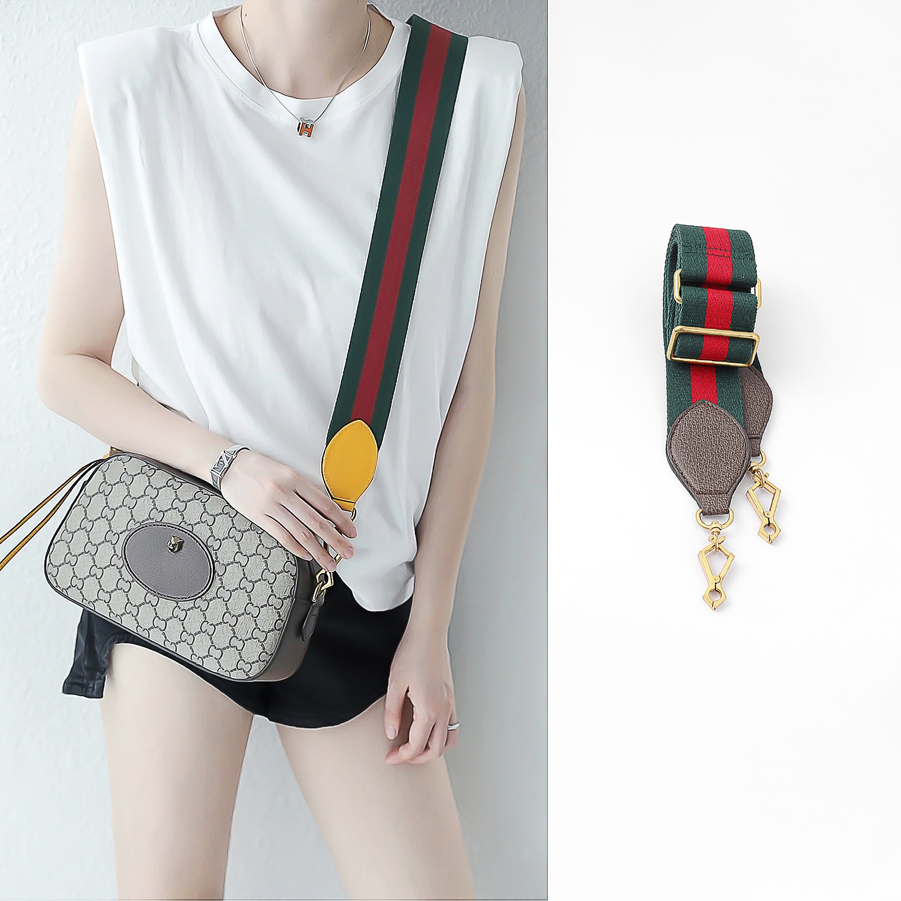 Suitable for Gucci Tiger Head Camera Bag Wide Shoulder Strap Replacement Gucci Waist Bag Modification Canvas Bag Strap Accessories Single Purchase