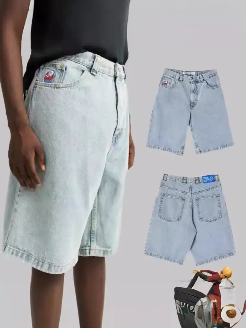 This Year's Hot Style Y2K Bigboy Men Streetwear Loose Jeans Pattern Casual Men's Denim Shorts