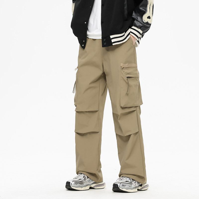 Customized Cross-Border Live-Stream Popular American-Style Functional Work Pants for Men, Spring and Autumn Parachute Style Trendy Brand Loose Wide-Leg Pants