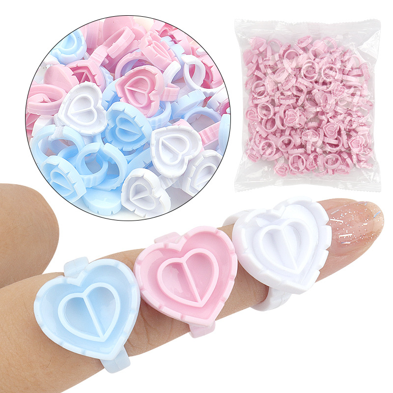 Wholesale Grafting Eyelash Dropping Glue Heart-Shaped Ring Blossom Cup Eyelash Ring Cup Dropping Glue Tool