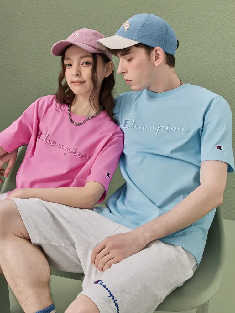[Wang Junkai's Same Style] Champion Champion pure cotton Couple Short-Sleeved T-Shirt Men's 25 Summer New arrival Embroider Summer