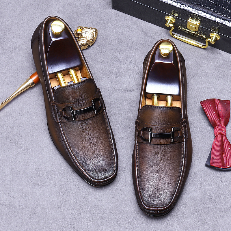 [Big Sale] Casual Leather Shoes Men's Business Genuine Leather Cowhide Men's Shoes Men's Leather Shoes Soft Surface Soft Leather British Barber