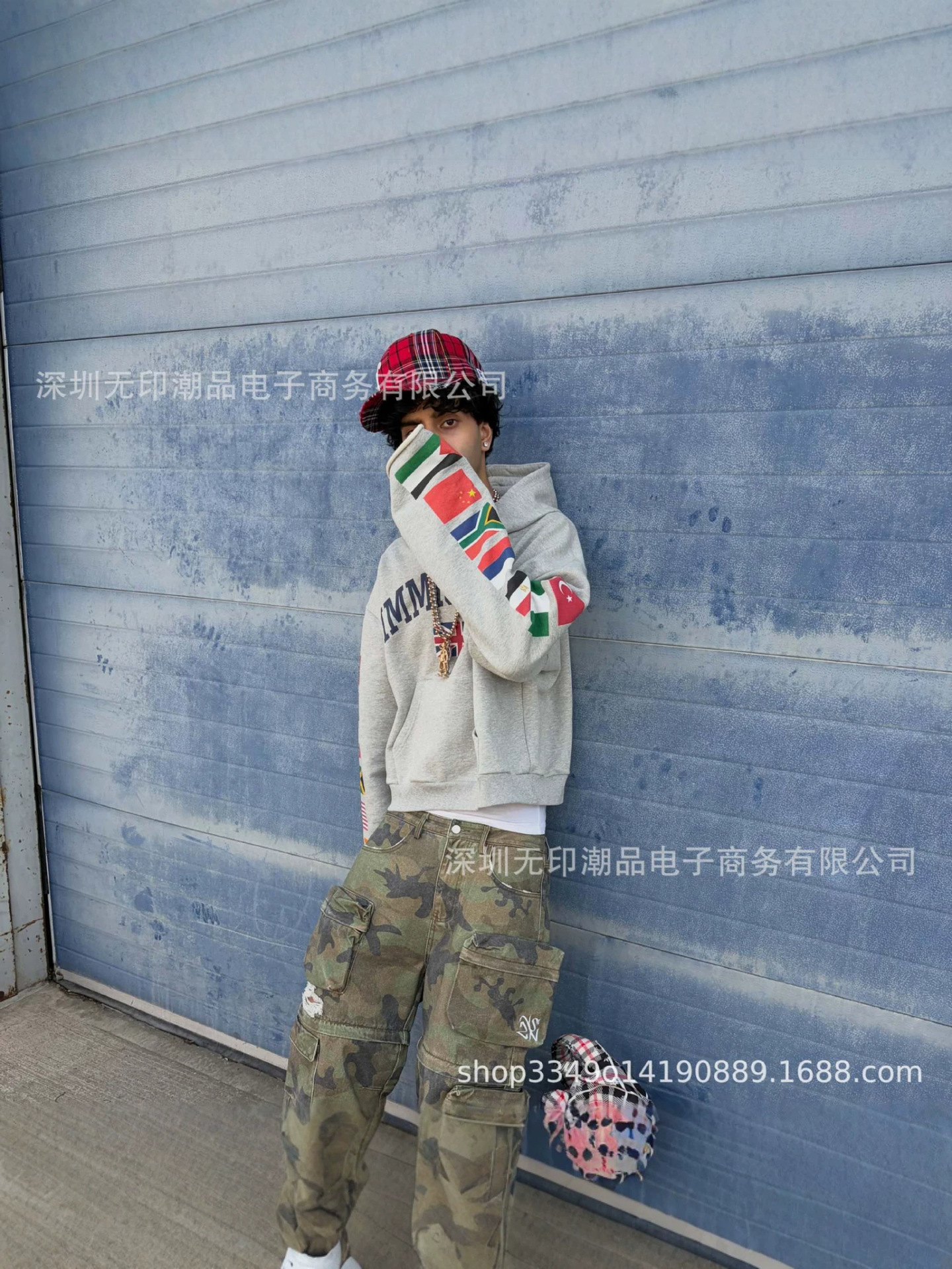Cross-Border Street Casual Cool Outfits, Niche Trendy Brands, Multi-Flag Print Loose Wholesale Hooded Sweatshirts