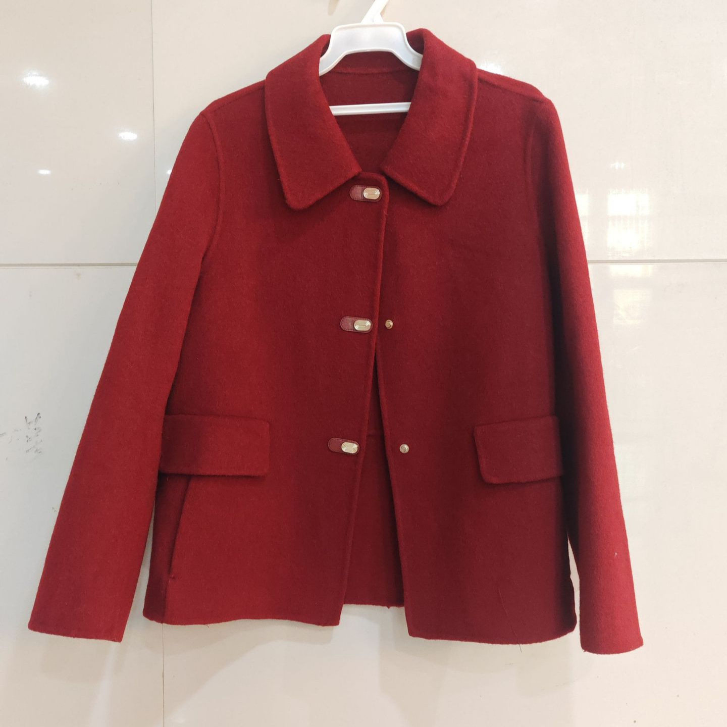 2026 Spring New Fashion Stylish Versatile Lapel Solid Color Short Double-Sided Woolen Coat Top 805