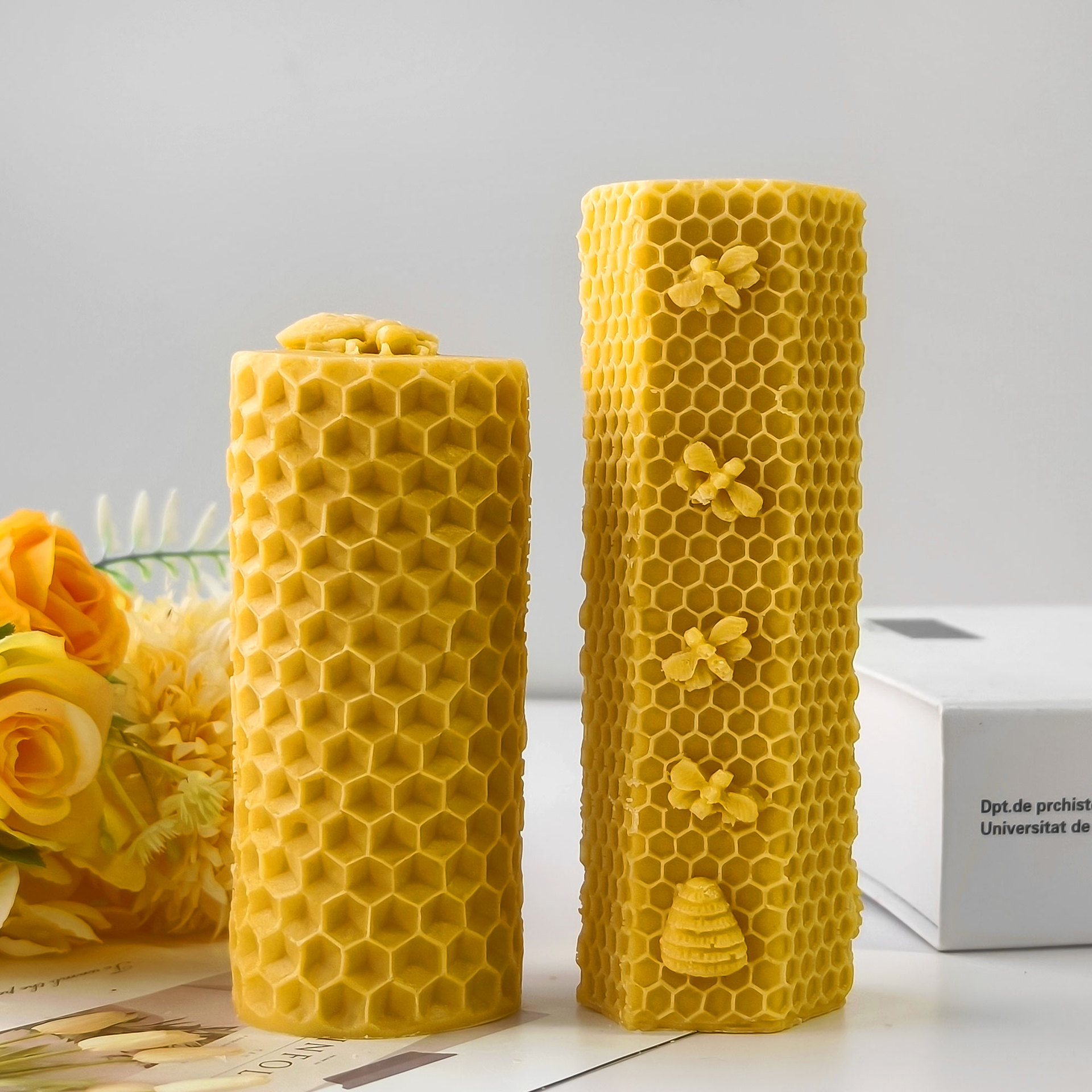 Cross-border honeycomb pillar candle mold silicone mold diy honeycomb cylindrical handmade soap aromatherapy plaster mold