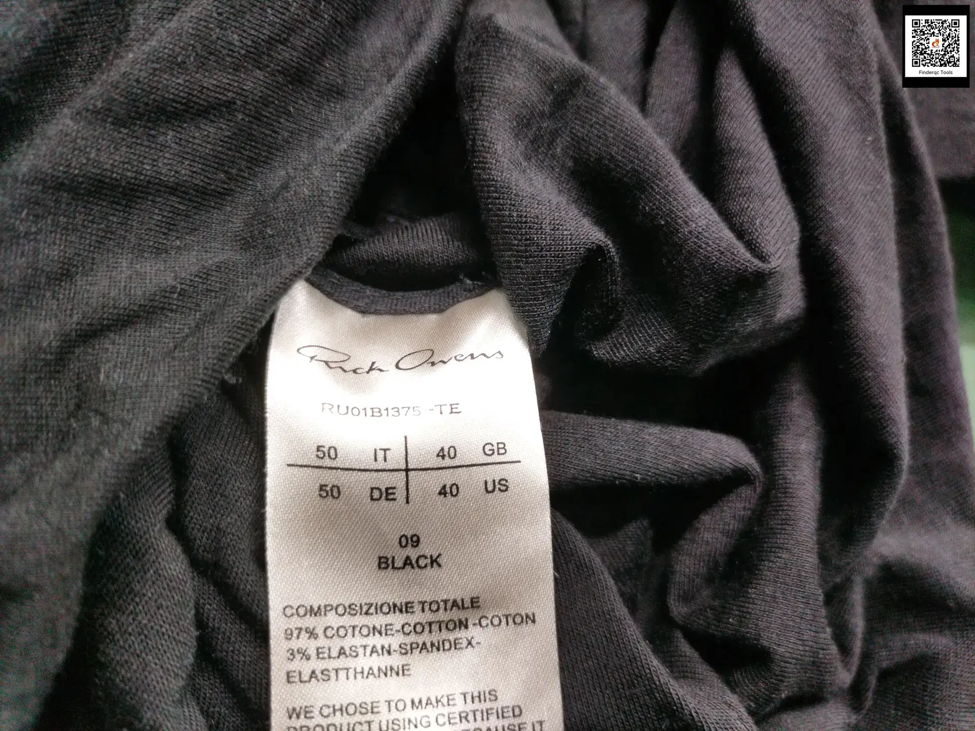 Rick Owens RU01B1375 -TE Black