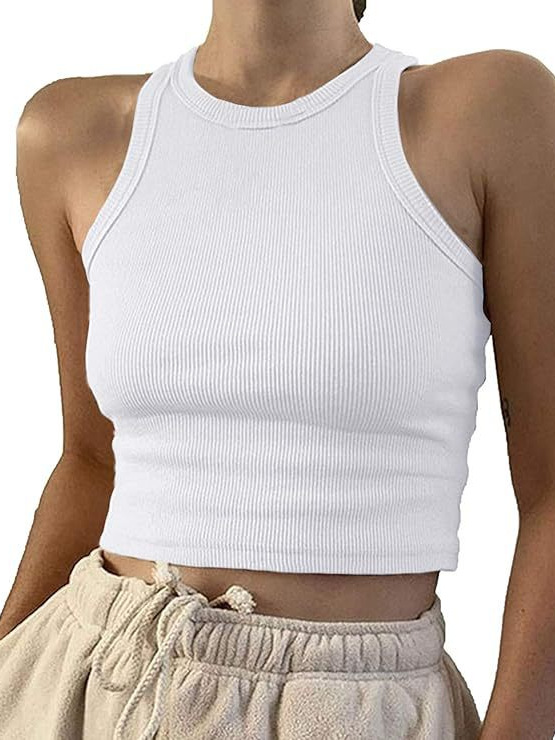 European and American Milk Silk Sports Top Short Slim Fit Camisole Women 2024 Summer Cross-Border Tight Racerback Tank Top