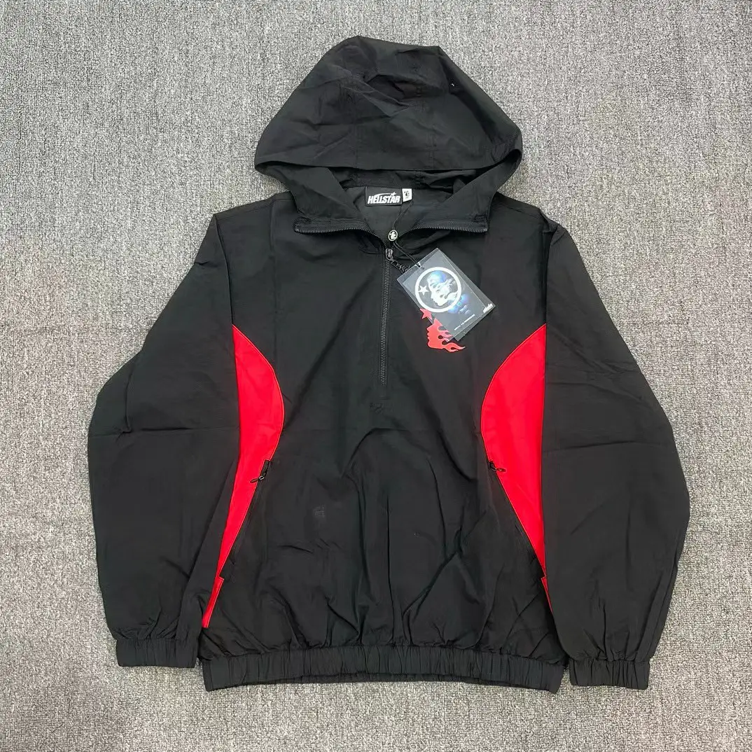 Foreign Trade American Retro Fashion Brand HELLSTAR STUDIOS Half Zip Hooded Coat Jacket Jacket for Men and Women