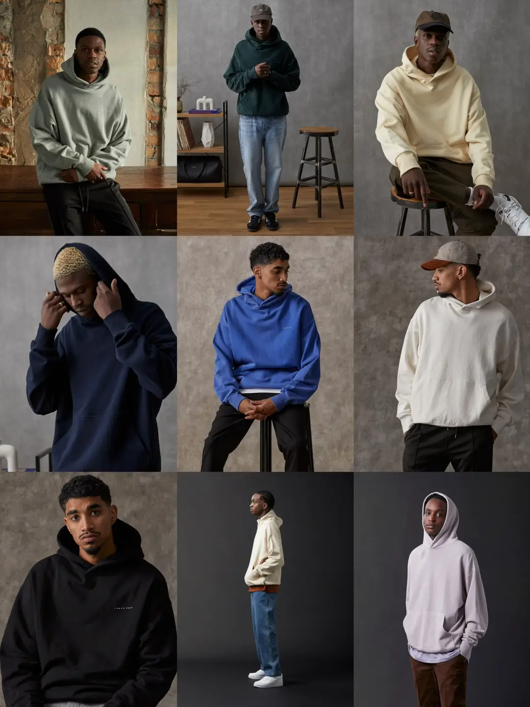 New Street Fashion Brand Ilu Men's Cotton 450g Heavyweight Terry Hooded Sweatshirt Multi-Color Collection