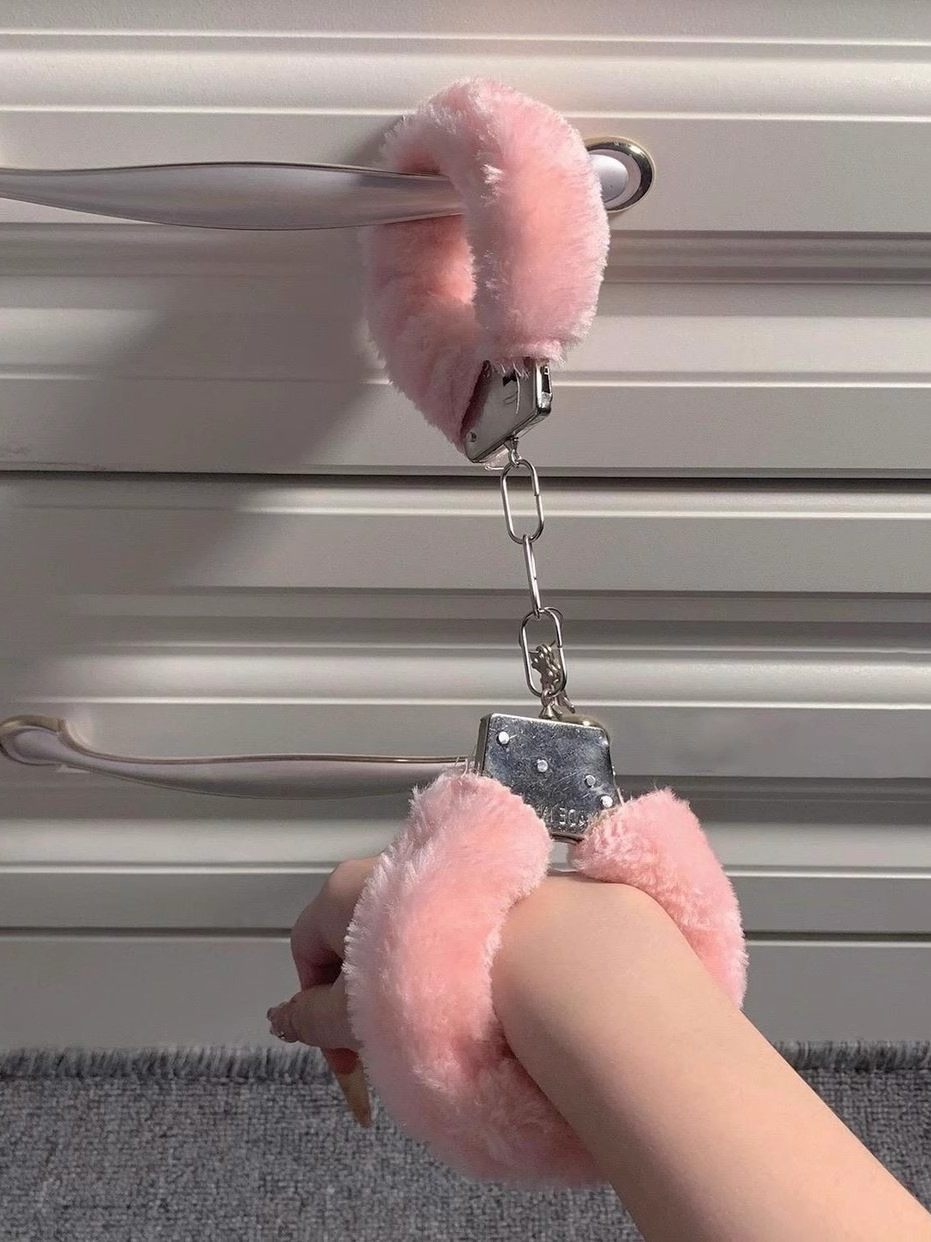 Couple Props Pink Plush Multi-Color Handcuffs Toy Props