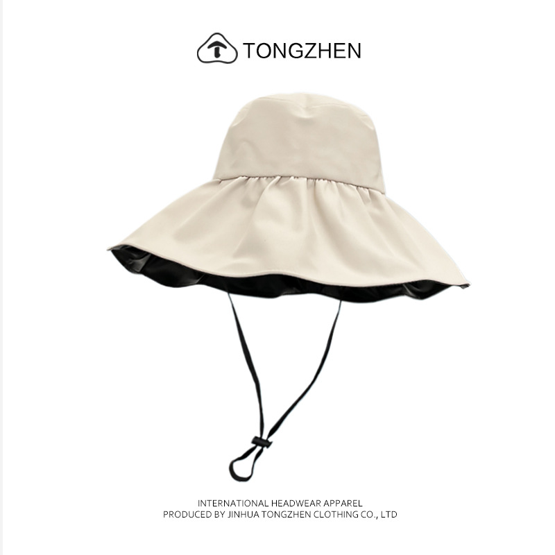 Fisherman Hat Children's Japanese UV Upgraded Black Rubber Sun Protection Summer All-match UV Protection Sun Hat Big Rib Basin Hat