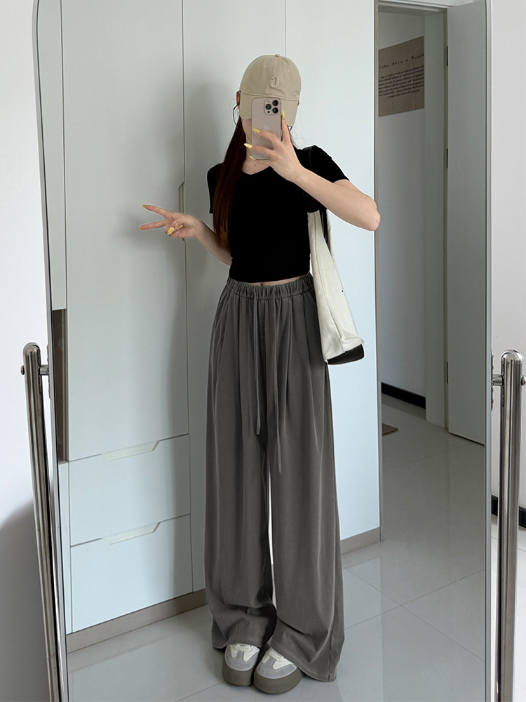 Vintage Tencel Jeans for Women 2026 New Summer Thin Loose Slimming Casual Pants with Draped Wide-Leg Straight Cut