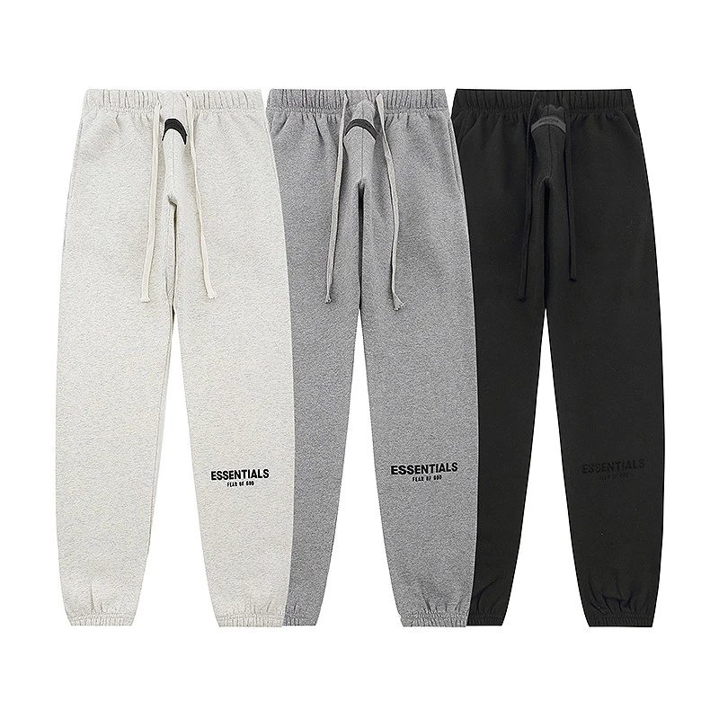 [H-16] American-style letter-print jogger sweatpants for a youthful, energetic look; men’s秋冬fleece-lined, extra-thick casual sports pants.