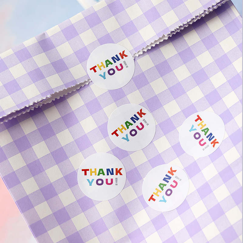 Rainbow Lettering Thank You Thank You Packaging Stickers Simple Style Round Self-Adhesive Stickers