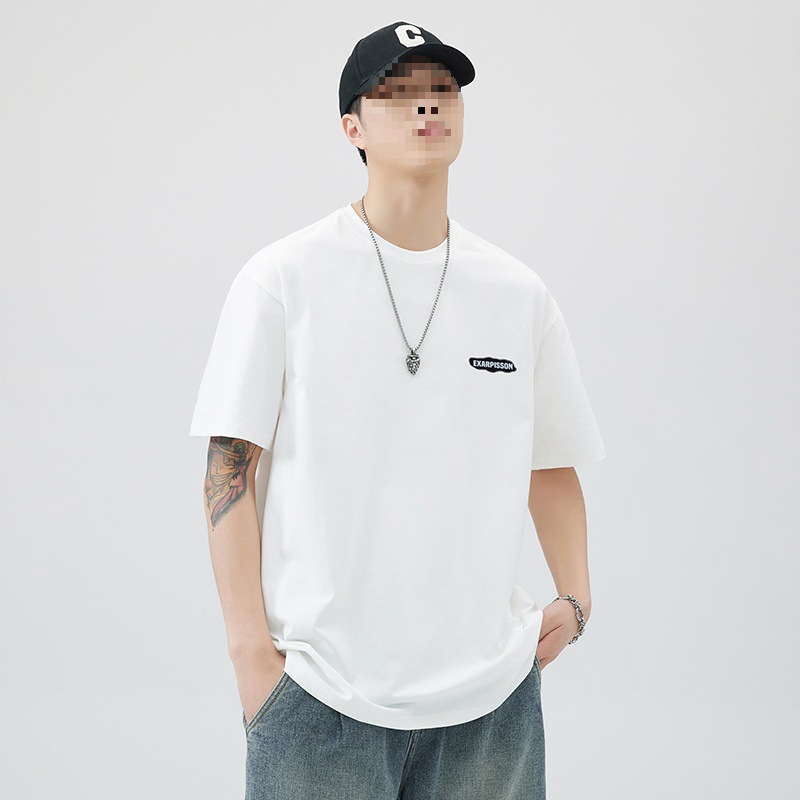 American Style Trendy Brand Round Neck Short-sleeved T-shirt Men's Summer New Loose Casual All-match Top White Black Khakis