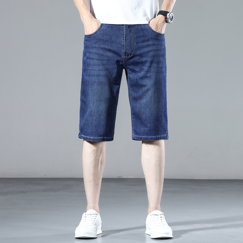 2026 New Men's Denim Shorts, Summer Thin Style, New Men's Loose Straight-Leg Jeans, Ice Silk Five-Point Pants