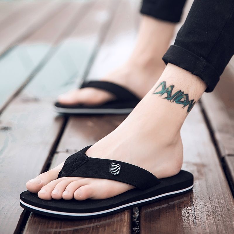 Beijiang Wolf Korean Style Slippers Men's Flip-flops Thickeneded Versatile Trendy Couple Slippers Simple Outdoor Flip-flops