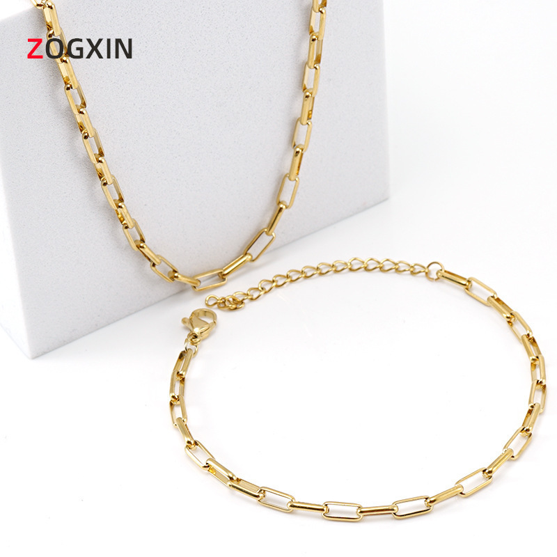 Factory direct 18K stainless steel bare chain Joker titanium steel DIY jewelry chain clip chain necklace ins women
