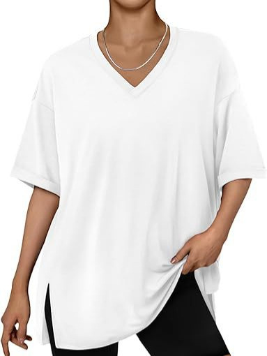 Amazon plus size Women's T-shirt Sport Plus Size Top V-Neck Short Sleeve Sweatshirt Loose Basic T-shirt Women
